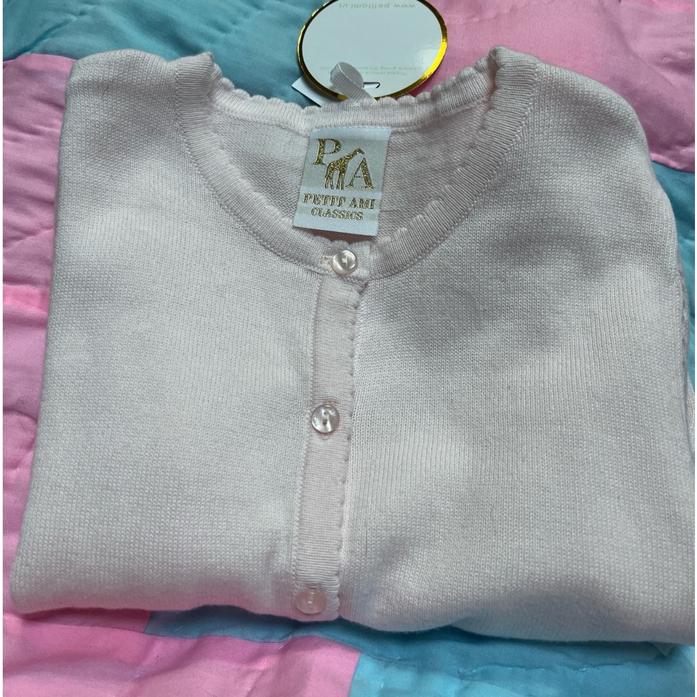 Petit Ami girls pale pink button up sweater.  NWT.